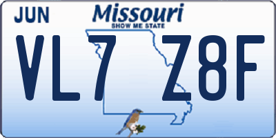 MO license plate VL7Z8F