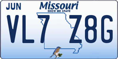 MO license plate VL7Z8G