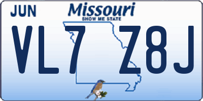 MO license plate VL7Z8J