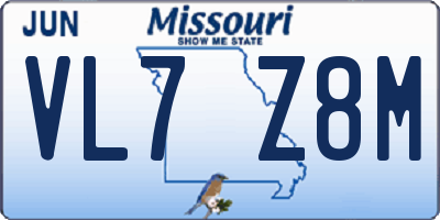 MO license plate VL7Z8M