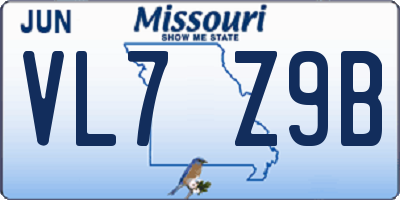 MO license plate VL7Z9B