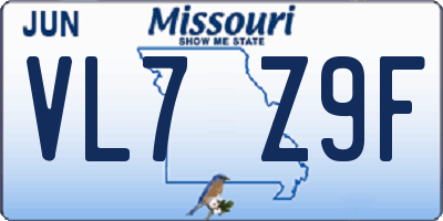 MO license plate VL7Z9F