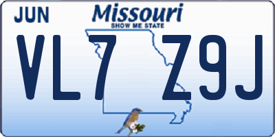 MO license plate VL7Z9J