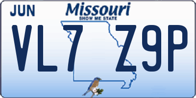 MO license plate VL7Z9P