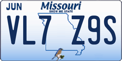 MO license plate VL7Z9S