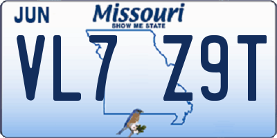 MO license plate VL7Z9T
