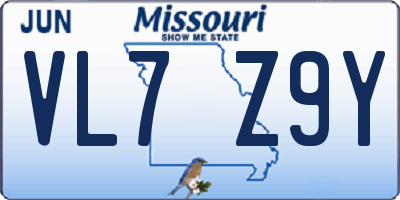 MO license plate VL7Z9Y