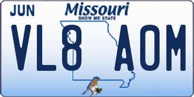 MO license plate VL8A0M