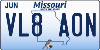 MO license plate VL8A0N