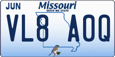 MO license plate VL8A0Q