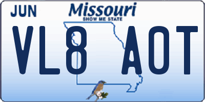 MO license plate VL8A0T