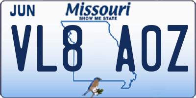 MO license plate VL8A0Z