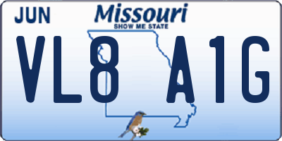 MO license plate VL8A1G