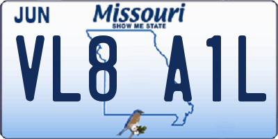 MO license plate VL8A1L