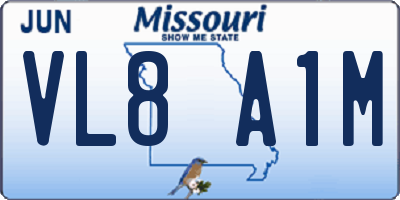 MO license plate VL8A1M