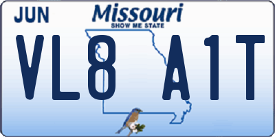 MO license plate VL8A1T