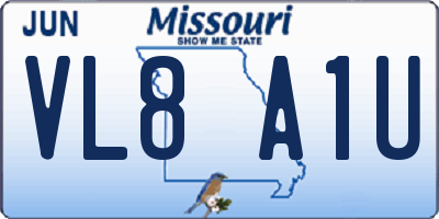 MO license plate VL8A1U