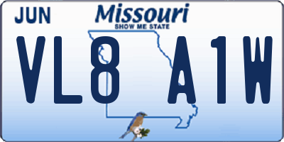 MO license plate VL8A1W