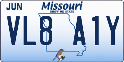 MO license plate VL8A1Y