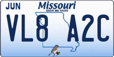 MO license plate VL8A2C