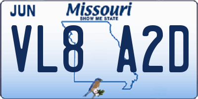 MO license plate VL8A2D