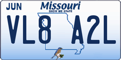 MO license plate VL8A2L