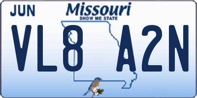 MO license plate VL8A2N