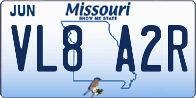 MO license plate VL8A2R