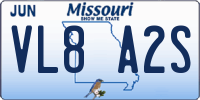 MO license plate VL8A2S