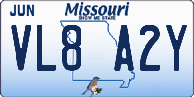 MO license plate VL8A2Y
