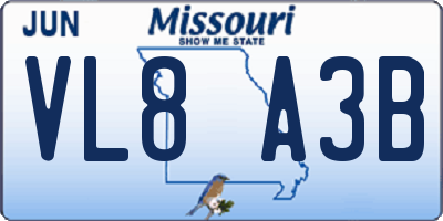 MO license plate VL8A3B