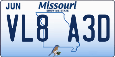 MO license plate VL8A3D