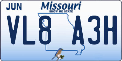 MO license plate VL8A3H