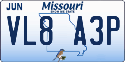 MO license plate VL8A3P