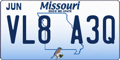 MO license plate VL8A3Q
