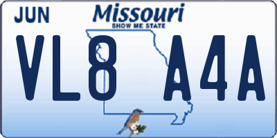 MO license plate VL8A4A