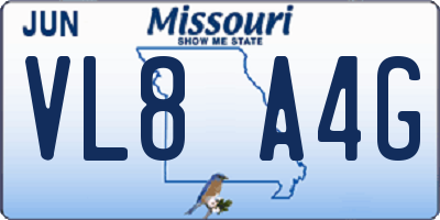 MO license plate VL8A4G