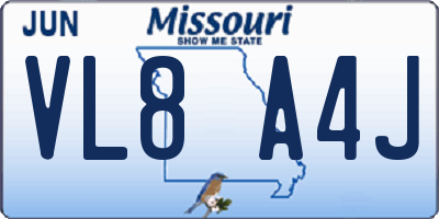 MO license plate VL8A4J