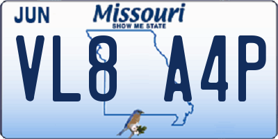 MO license plate VL8A4P
