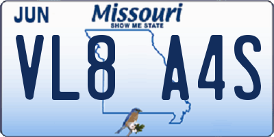 MO license plate VL8A4S