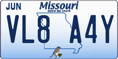 MO license plate VL8A4Y