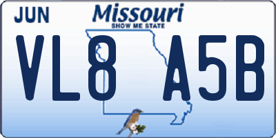 MO license plate VL8A5B
