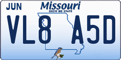 MO license plate VL8A5D