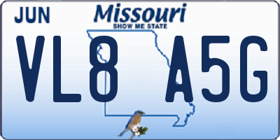 MO license plate VL8A5G
