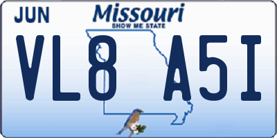 MO license plate VL8A5I