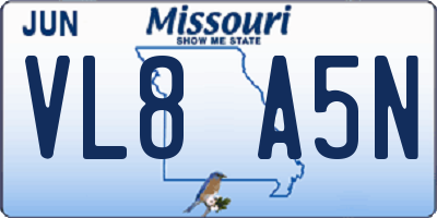 MO license plate VL8A5N