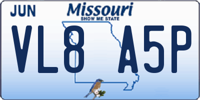 MO license plate VL8A5P