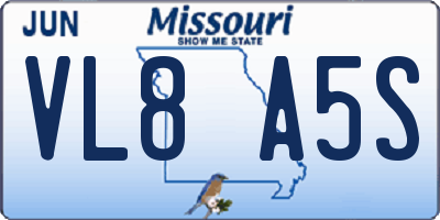 MO license plate VL8A5S