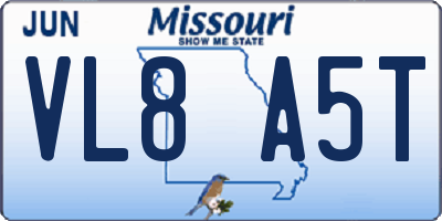MO license plate VL8A5T