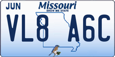 MO license plate VL8A6C